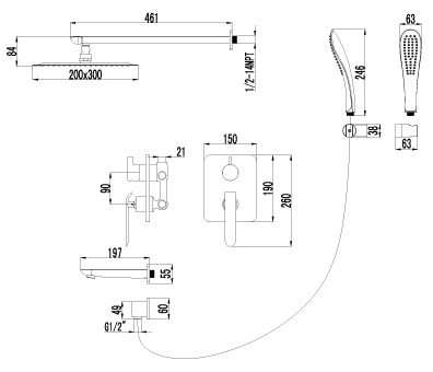Смеситель Lemark MELANGE LM4922CW для душа скрытого монтажа (встраиваемый)