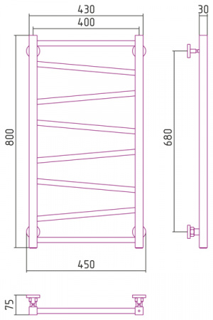 Полотенцесушитель водяной Сунержа СИРОККО 00-0253-8040 800х400 