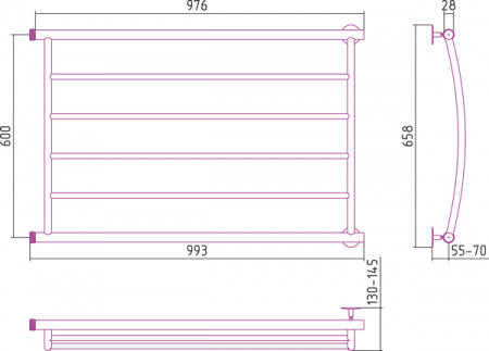 Полотенцесушитель водяной Стилье МИНОР 00602-6010 600х1000 