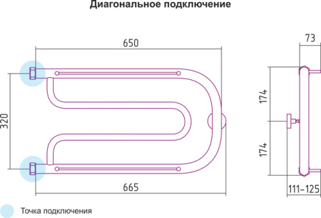 Полотенцесушитель водяной Сунержа ГУСЛИ 00-0010-3265 320х650 