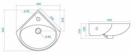 Раковина угловая Santek ИРИС 1.WH11.0.514  