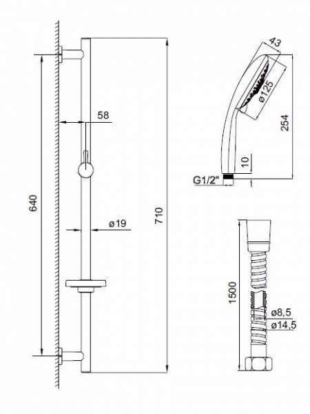 Гарнитур душевой IDDIS  TSH0601  