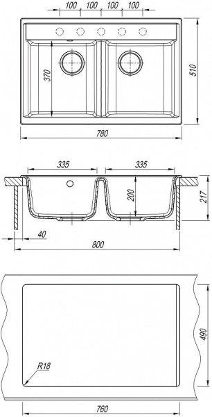 Мойка кухонная из литьевого мрамора Dr. Gans АСТРА 780 25.060.E0780.401 78*51 см. белый