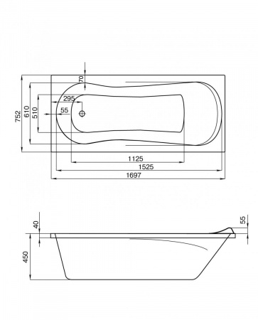 Ванна акриловая Santek КАЛЕДОНИЯ 1.WH30.2.391 170x75 см. 