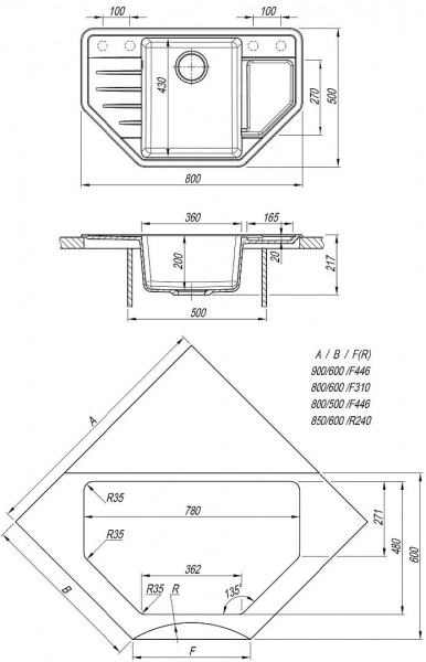 Мойка кухонная из литьевого мрамора Dr. Gans РИО 25.080.C0800.405 80*50 см. терра