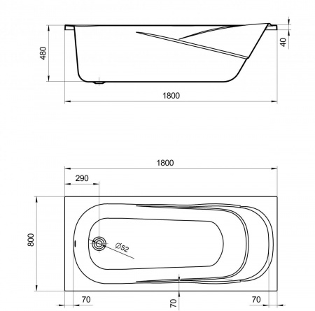 Ванна акриловая Santek КАСАБЛАНКА XL 1.WH30.2.482 180x80 см. 