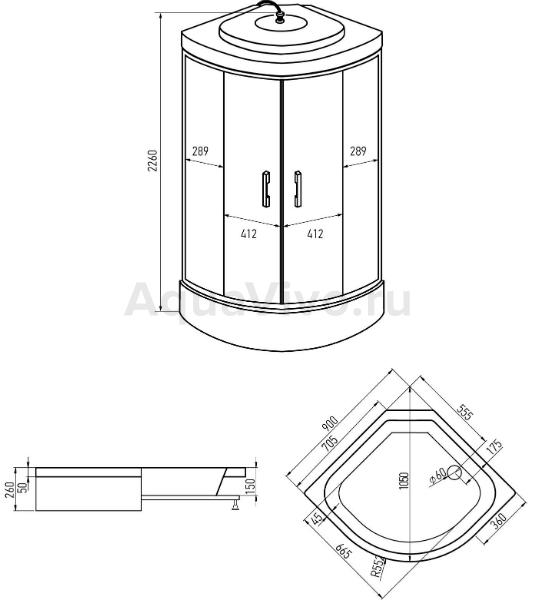 Душевая кабина Erlit  ER350926-С4-RUS 90x90 см. 