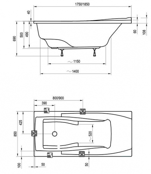 Ванна акриловая Ravak YOU C791200000  