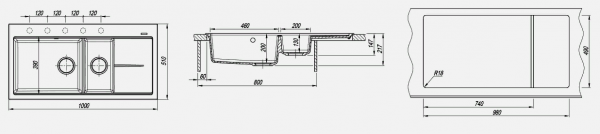 Мойка кухонная керамогранитная Florentina РОССАНА 20.335.E1000.202 100*51 см. шампань