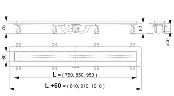 Душевой канал Alcaplast  APZ9-650M с решеткой  Душевой канал Alcaplast  APZ9-650M с решеткой