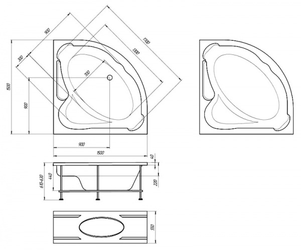 Ванна акриловая 1Marka IBIZA 01иб1515 150x150 см. 